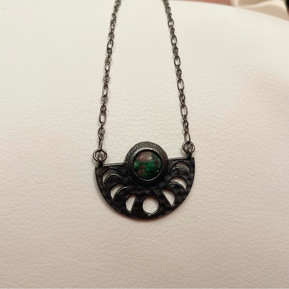 Ruby in Zoisite Moon Phase Pendant Necklace